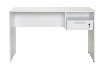 Irbene Skrivebord 120 cm med Oppbevaring Hyller + Låsbar Sku - Hvit - Møbler - Bord - Kontorbord - Skrivebord