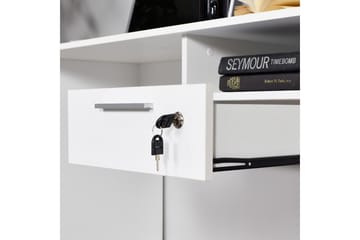 Irbene Skrivebord 120 cm med Oppbevaring Hyller + Låsbar Sku - Hvit - Møbler - Bord - Kontorbord - Skrivebord