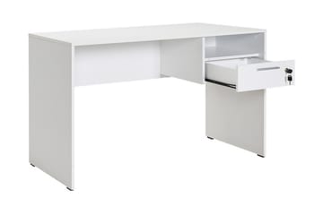 Irbene Skrivebord 120 cm med Oppbevaring Hyller + Låsbar Sku - Hvit - Møbler - Bord - Kontorbord - Skrivebord