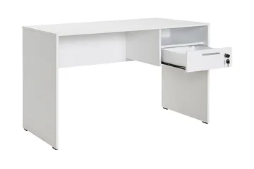 Irbene Skrivebord 120 cm med Oppbevaring Hyller + Låsbar Sku - Hvit - Møbler - Bord - Kontorbord - Skrivebord