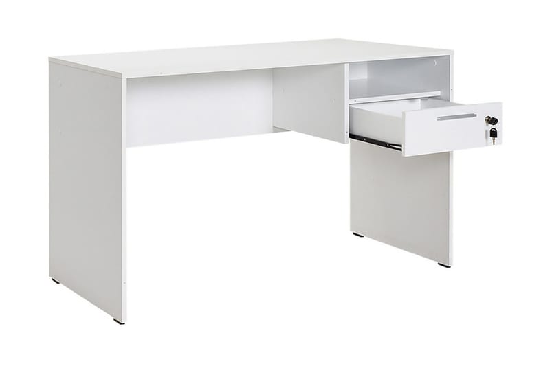Irbene Skrivebord 120 cm med Oppbevaring Hyller + Låsbar Sku - Hvit - Møbler - Bord - Kontorbord - Skrivebord