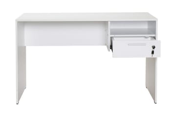 Irbene Skrivebord 120 cm med Oppbevaring Hyller + Låsbar Sku - Hvit - Møbler - Bord - Kontorbord - Skrivebord