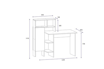 Irbene Skrivebord 135 cm med Oppbevaring Hyller + Skap - Hvit - Møbler - Bord - Kontorbord - Skrivebord