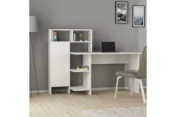 Irbene Skrivebord 135 cm med Oppbevaring Hyller + Skap - Hvit - Møbler - Bord - Kontorbord - Skrivebord