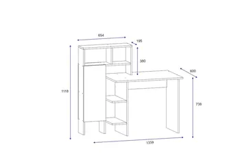 Irbene Skrivebord 135 cm med Oppbevaring Hyller + Skap - Hvit - Møbler - Bord - Kontorbord - Skrivebord