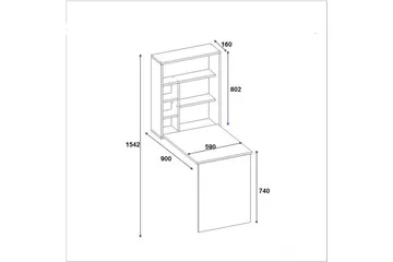 Irbene Veggskrivebord 59 cm med Oppbevaring Hylle - Antrasitt - Møbler - Bord - Kontorbord - Skrivebord