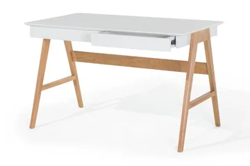 Jahnyia Skrivebord 120 cm med Oppbevaring 2 Skuffer - Hvit/Eik - Møbler - Bord - Kontorbord - Skrivebord