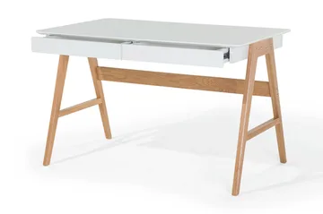 Jahnyia Skrivebord 120 cm med Oppbevaring 2 Skuffer - Hvit/Eik - Møbler - Bord - Kontorbord - Skrivebord