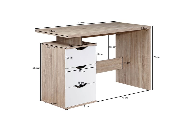 Kaille Rektangulært Skrivebord med Skuffer i Tre - Beige - Møbler - Bord - Kontorbord - Skrivebord