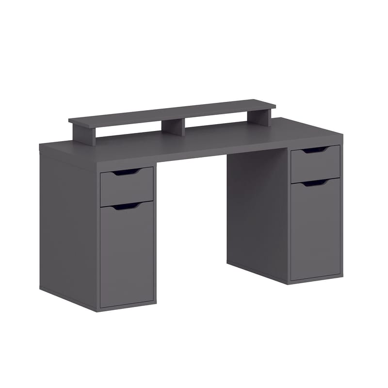 Skrivebord Kalune Design Alen 150 cm (150 x 75 x 60 cm) Antrasitt 2 skuffer 2 skap - Antrasitt - Møbler - Bord - Kontorbord - Skrivebord
