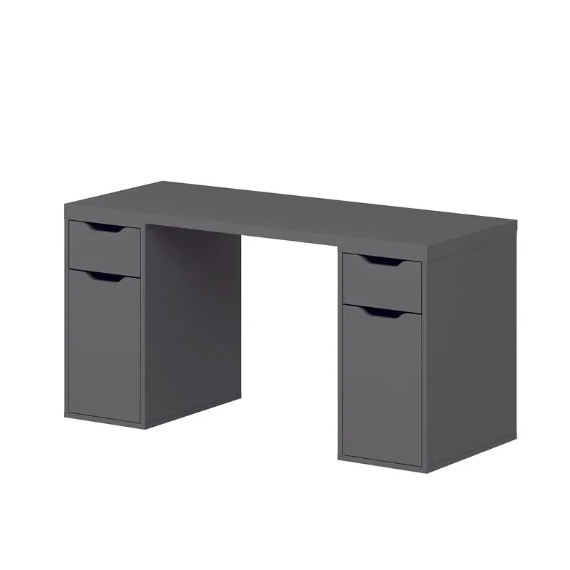 Skrivebord Kalune Design Alen 150 cm (150 x 75 x 60 cm) Antrasitt 2 skuffer 2 skap - Antrasitt - Møbler - Bord - Kontorbord - Skrivebord