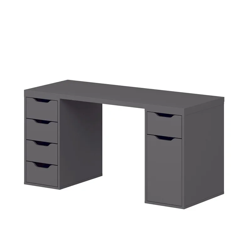 Skrivebord Kalune Design Alen 150 cm (150 x 75 x 60 cm) Antrasitt 5 skuffer - Antrasitt - Møbler - Bord - Kontorbord - Skrivebord
