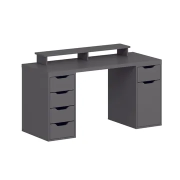Skrivebord Kalune Design Alen 150 cm (150 x 75 x 60 cm) Antrasitt 5 skuffer - Antrasitt - Møbler - Bord - Kontorbord - Skrivebord