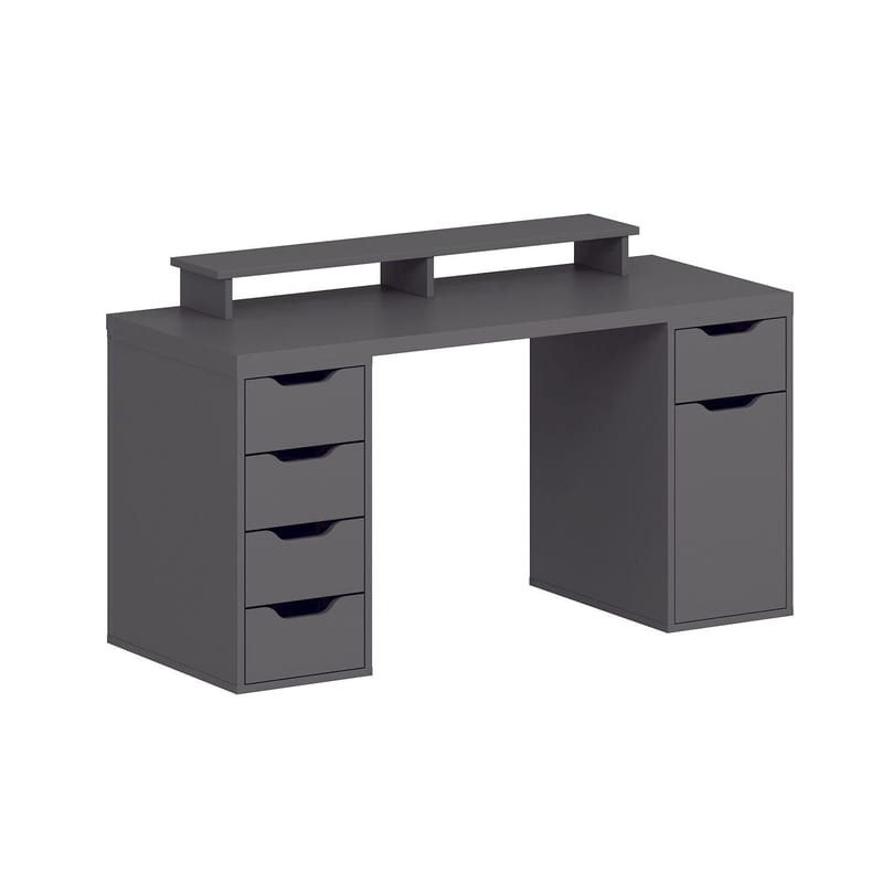 Skrivebord Kalune Design Alen 150 cm (150 x 75 x 60 cm) Antrasitt 5 skuffer - Antrasitt - Møbler - Bord - Kontorbord - Skrivebord