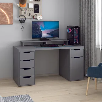 Skrivebord Kalune Design Alen 150 cm (150 x 75 x 60 cm) Antrasitt 5 skuffer - Antrasitt - Møbler - Bord - Kontorbord - Skrivebord