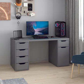 Skrivebord Kalune Design Alen 150 cm (150 x 75 x 60 cm) Antrasitt 5 skuffer - Antrasitt - Møbler - Bord - Kontorbord - Skrivebord