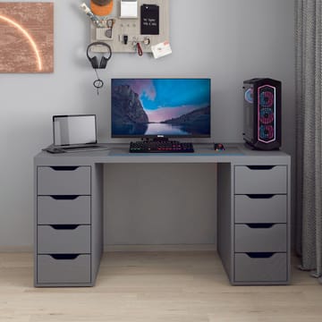 Skrivebord Kalune Design Alen 150 cm (150 x 75 x 60 cm) Antrasitt 8 skuffer - Antrasitt - M øbler - Bord - Kontorbord - Skrivebord