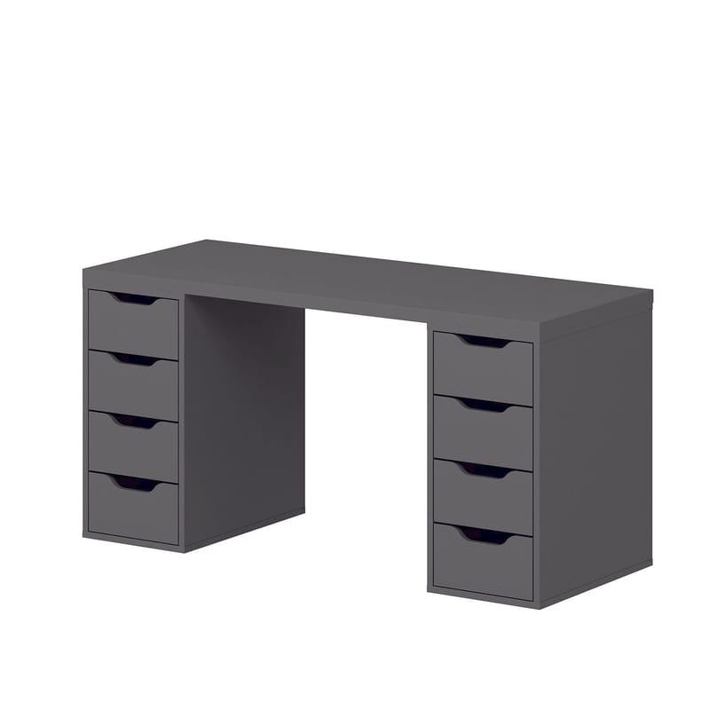 Skrivebord Kalune Design Alen 150 cm (150 x 75 x 60 cm) Antrasitt 8 skuffer - Antrasitt - Møbler - Bord - Kontorbord - Skrivebord