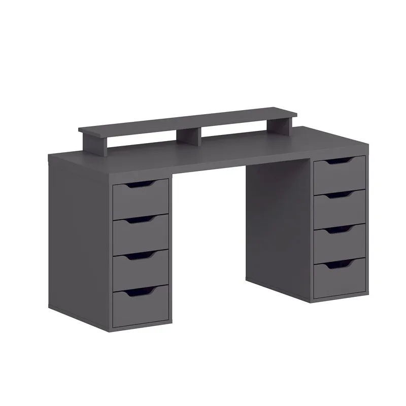 Skrivebord Kalune Design Alen 150 cm (150 x 75 x 60 cm) Antrasitt 8 skuffer, Antrasitt