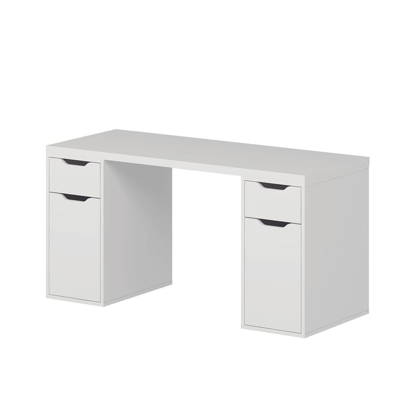 Skrivebord Kalune Design Alen 150 cm (150 x 75 x 60 cm) Hvit 2 skuffer 2 skap - Hvit - Møbler - Bord - Kontorbord - Skrivebord
