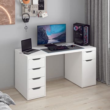 Skrivebord Kalune Design Alen 150 cm (150 x 75 x 60 cm) Hvit 5 skuffer - Hvit - Møbler - Bord - Kontorbord - Skrivebord