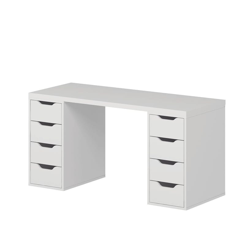 Skrivebord Kalune Design Alen 150 cm (150 x 75 x 60 cm) Hvit 8 skuffer - Hvit - Møbler - Bord - Kontorbord - Skrivebord