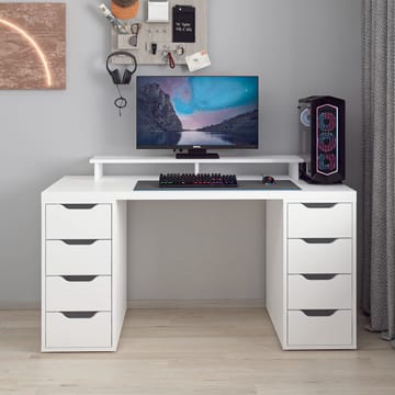 Skrivebord Kalune Design Alen 150 cm (150 x 75 x 60 cm) Hvit 8 skuffer - Hvit - Møbler - Bord - Kontorbord - Skrivebord