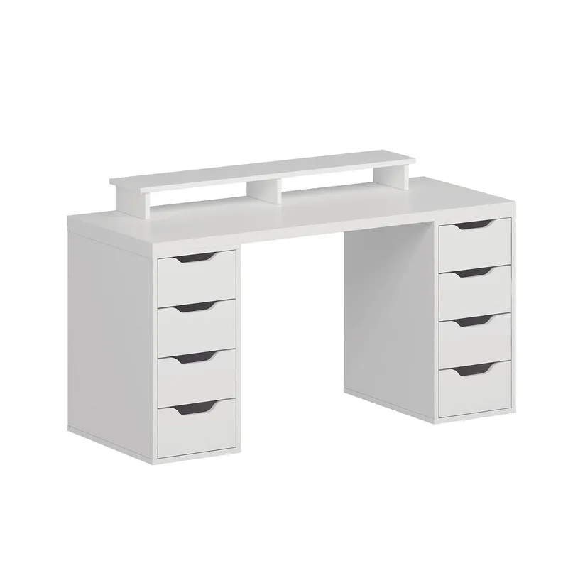 Skrivebord Kalune Design Alen 150 cm (150 x 75 x 60 cm) Hvit 8 skuffer - Hvit - Møbler - Bord - Kontorbord - Skrivebord
