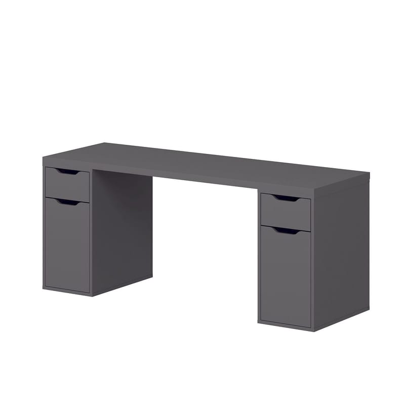 Skrivebord Kalune Design Alen 180 cm (180 x 75 x 60 cm) Antrasitt 2 skuffer 2 skap - Antrasitt - Møbler - Bord - Kontorbord - Skrivebord