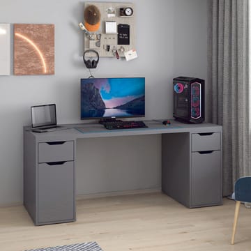Skrivebord Kalune Design Alen 180 cm (180 x 75 x 60 cm) Antrasitt 2 skuffer 2 skap - Antrasitt - Møbler - Bord - Kontorbord - Skrivebord