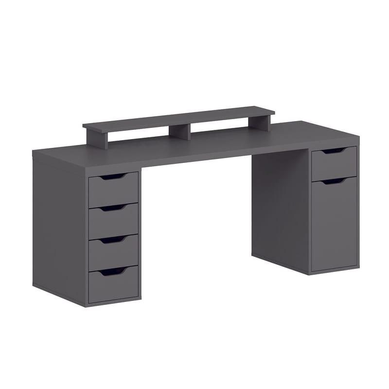 Skrivebord Kalune Design Alen 180 cm (180 x 75 x 60 cm) Antrasitt 5 skap - Antrasitt - Møbler - Bord - Kontorbord - Skrivebord