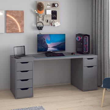 Skrivebord Kalune Design Alen 180 cm (180 x 75 x 60 cm) Antrasitt 5 skap - Antrasitt - Møbler - Bord - Kontorbord - Skrivebord