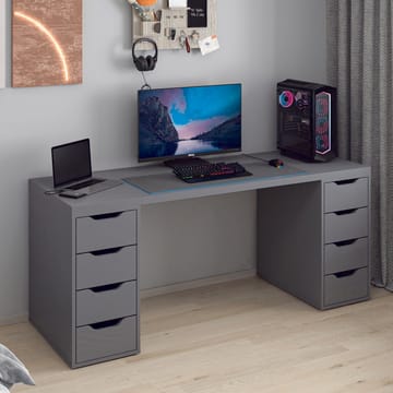 Skrivebord Kalune Design Alen 180 cm (180 x 75 x 60 cm) Antrasitt 8 skuffer - Antrasitt - Møbler - Bord - Kontorbord - Skrivebord
