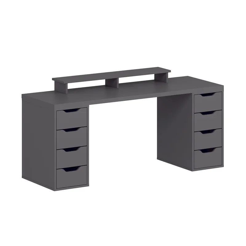 Skrivebord Kalune Design Alen 180 cm (180 x 75 x 60 cm) Antrasitt 8 skuffer, Antrasitt