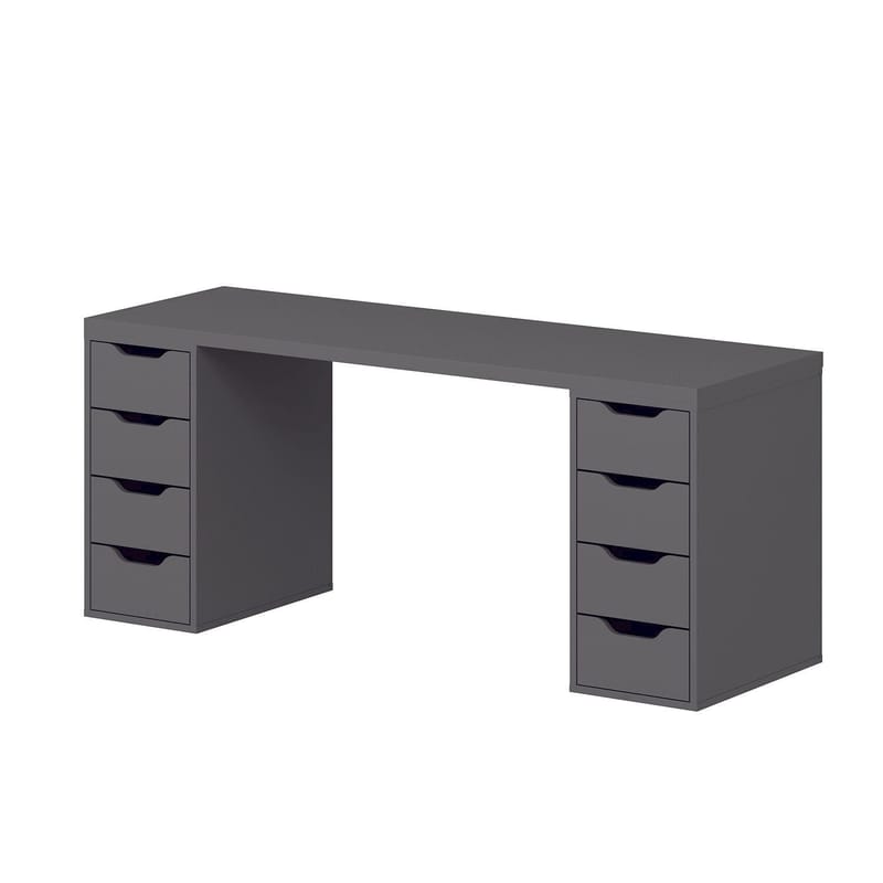Skrivebord Kalune Design Alen 180 cm (180 x 75 x 60 cm) Antrasitt 8 skuffer - Antrasitt - Møbler - Bord - Kontorbord - Skrivebord