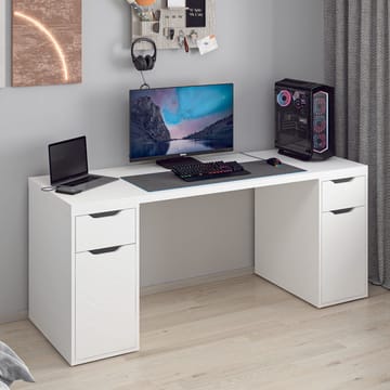 Skrivebord Kalune Design Alen 180 cm (180 x 75 x 60 cm) Hvit 2 skuffer 2 skap - Hvit - Møbler - Bord - Kontorbord - Skrivebord