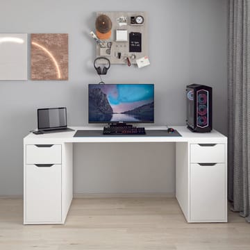Skrivebord Kalune Design Alen 180 cm (180 x 75 x 60 cm) Hvit 2 skuffer 2 skap - Hvit - Møbler - Bord - Kontorbord - Skrivebord