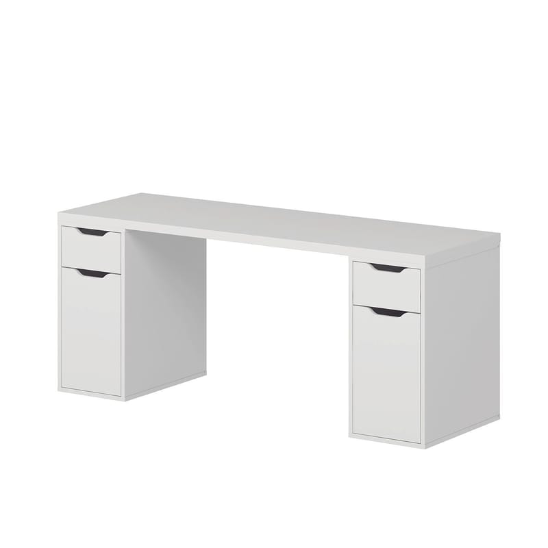 Skrivebord Kalune Design Alen 180 cm (180 x 75 x 60 cm) Hvit 2 skuffer 2 skap - Hvit - Møbler - Bord - Kontorbord - Skrivebord