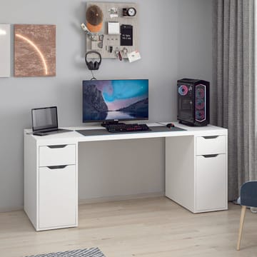 Skrivebord Kalune Design Alen 180 cm (180 x 75 x 60 cm) Hvit 2 skuffer 2 skap - Hvit - Møbler - Bord - Kontorbord - Skrivebord