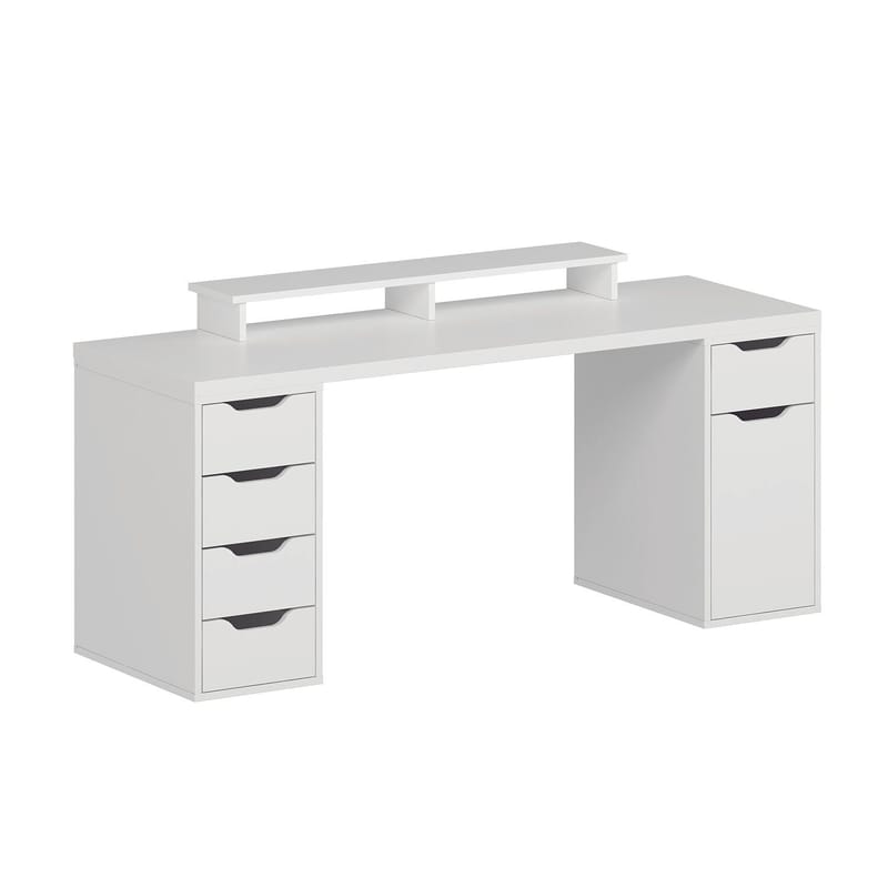 Skrivebord Kalune Design Alen 180 cm (180 x 75 x 60 cm) Hvit 5 skap - Hvit - Møbler - Bord - Kontorbord - Skrivebord