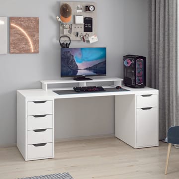 Skrivebord Kalune Design Alen 180 cm (180 x 75 x 60 cm) Hvit 5 skap - Hvit - Møbler - Bord - Kontorbord - Skrivebord