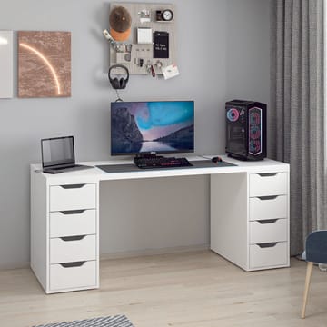 Skrivebord Kalune Design Alen 180 cm (180 x 75 x 60 cm) Hvit 8 skuffer - Hvit - Møbler - Bord - Kontorbord - Skrivebord