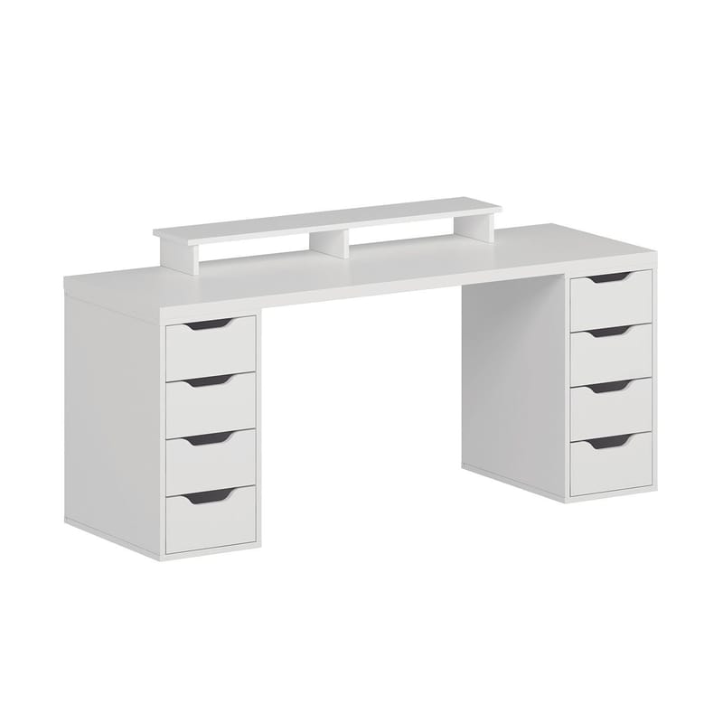 Skrivebord Kalune Design Alen 180 cm (180 x 75 x 60 cm) Hvit 8 skuffer - Hvit - Møbler - Bord - Kontorbord - Skrivebord