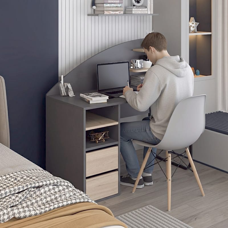 Skrivebord Kalune Design Mirel (120 x 120 x 60 cm) Antrasitt valnøtt - Antrasitt og valnøtt - Møbler - Bord - Kontorbord - Skrivebord