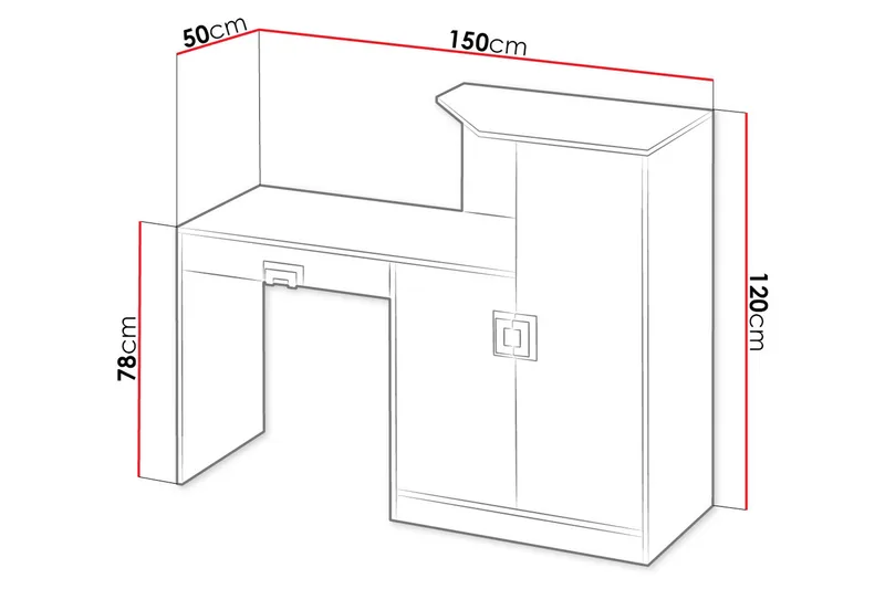 Klacksberg Skrivebord 150 cm med Oppbevaringsskuff + Skap - Beige/Hvit - Møbler - Bord - Kontorbord - Skrivebord