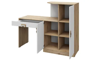 Klacksberg Skrivebord 150 cm med Oppbevaringsskuff + Skap - Beige/Hvit - Møbler - Bord - Kontorbord - Skrivebord