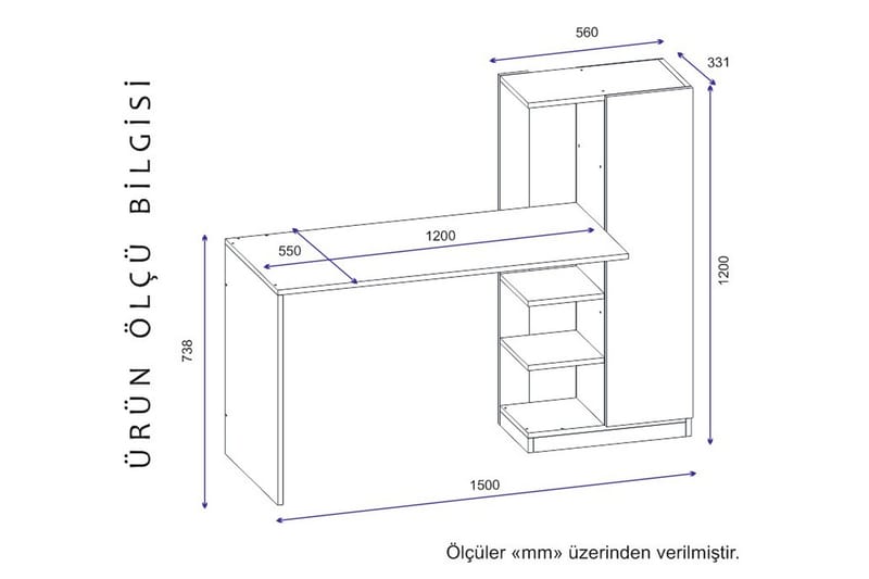 Klul Skrivebord 120 cm - Antrasitt - Møbler - Bord - Kontorbord - Skrivebord