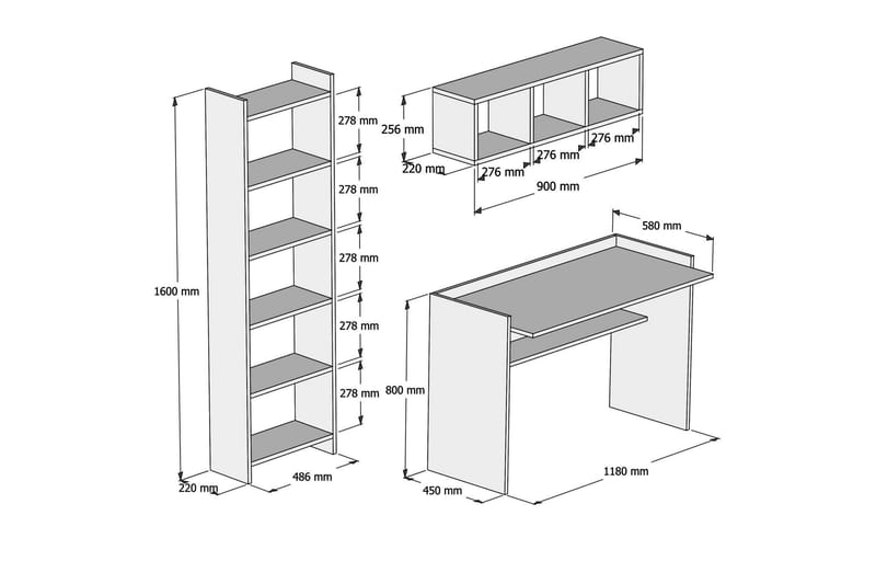 kontormøbelsett Suedmeyer 118 cm - Hvit - Skrivebord - Databord & PC bord