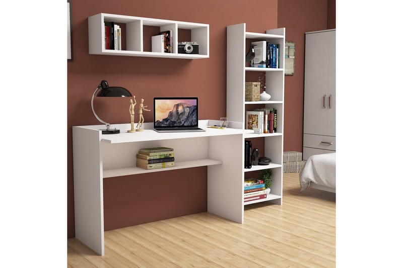kontormøbelsett Suedmeyer 118 cm - Hvit - Møbler - Bord - Kontorbord - Skrivebord