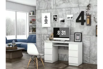 Kubana Skrivebord 130 cm med Oppbevaringsskuffer - Grå/Hvit - Møbler - Bord - Kontorbord - Skrivebord